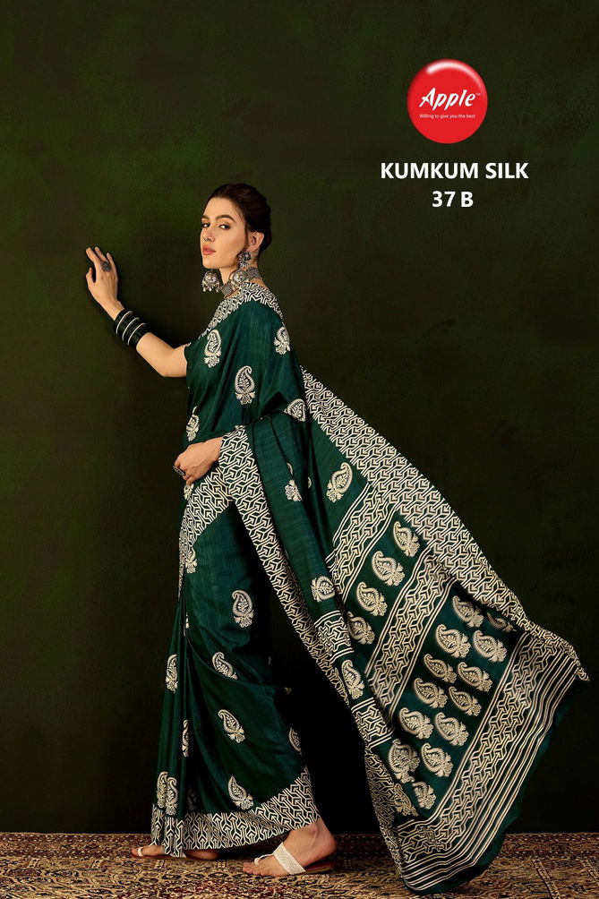 Kumkum 37 By Apple Cotton Blend Printed Sarees Wholesale Market In Surat
